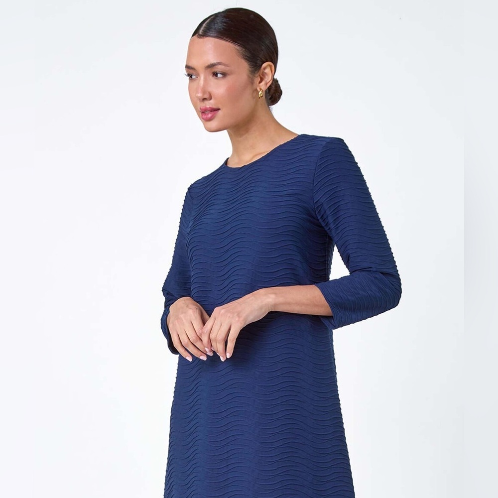 NWT J. McLaughlin Navy Textured 3/4 Sleeve Sophia Dress xs